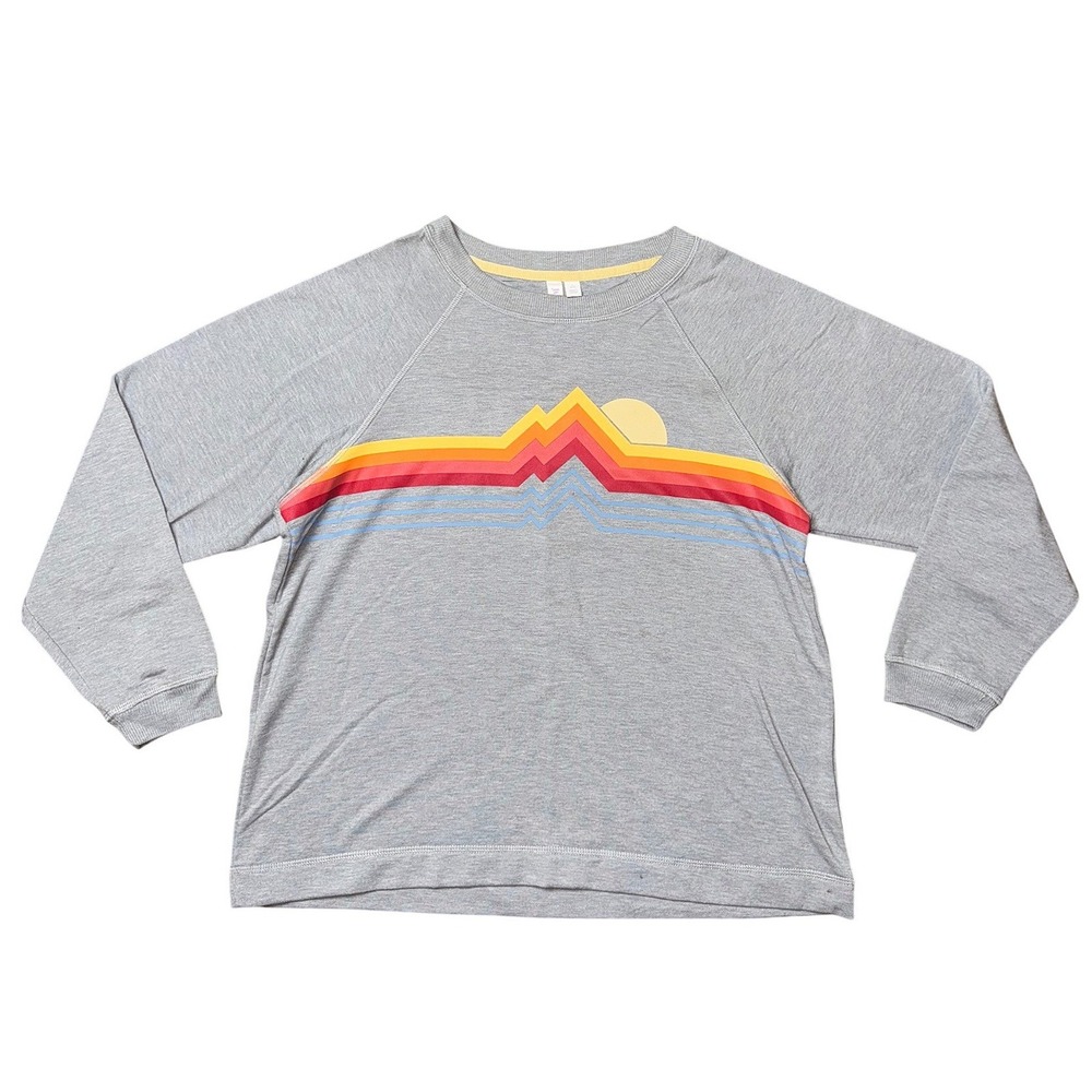 JoyLab Womens Retro Mountain Graphic Sweatshirt Heather Grey JS42711SD Small‎